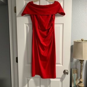 Vince Camuto Red Off the Shoulder Midi Dress